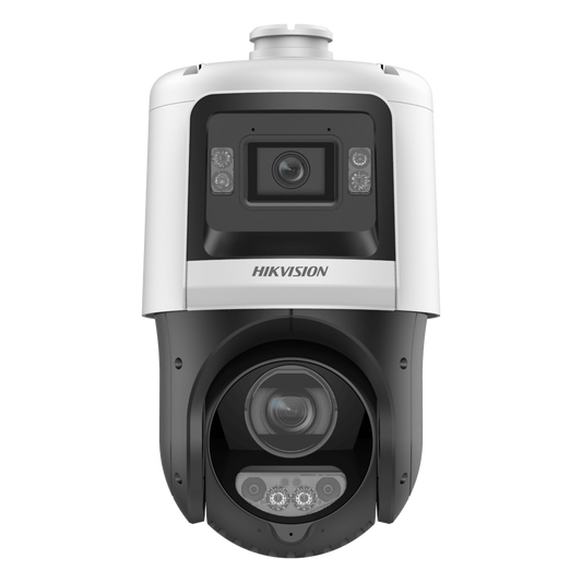 [TandemVu] PTZ IP 4 Megapixel + Cámara Fija 4 Megapixel / 25X Zoom / 100 mts IR + 30 mts Luz Blanca / IP67 / ACUSENSE / PoE+ / 2 Micrófonos Integrados y Bocina / Alerta Audible y Luz Estroboscopica / Alarmas I/O / DARKFIGHTER / Micro SD
