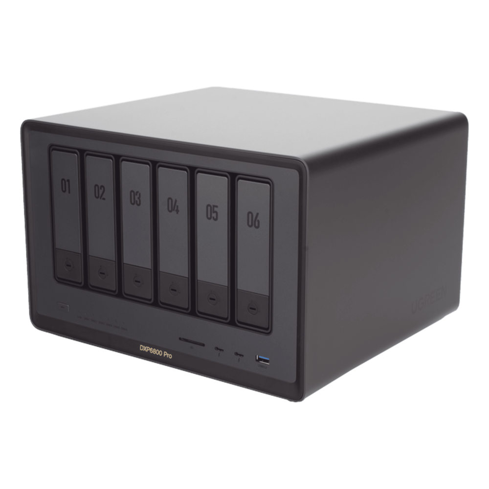 NAS UGREEN NASync DXP6800 Pro / Intel Core i5-1235U 10 Núcleos / 6 Bahías SATA + 2 M.2 NVMe / 2 Puertos Thunderbolt 4 / 2 Puertos 10GbE / 8K HDMI / PCIe 4.0 x4 / DDR5 Hasta 64GB / Compatibilidad Multiplataforma