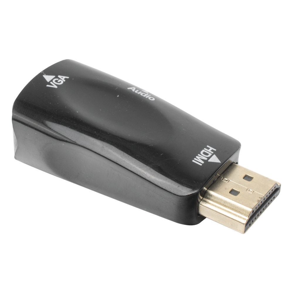 Adaptador (Convertidor) HDMI a VGA  / HDMI Macho a VGA Hembra / Resolución 1920x1080 @ 60Hz  / Adaptador de Audio de 3.5 mm / Chapado en Níquel