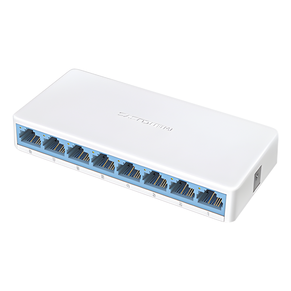 Switch NO Administrable / Para escritorio / 8 puertos 10/100 Mbps / Diseño Compacto / Plug and Play