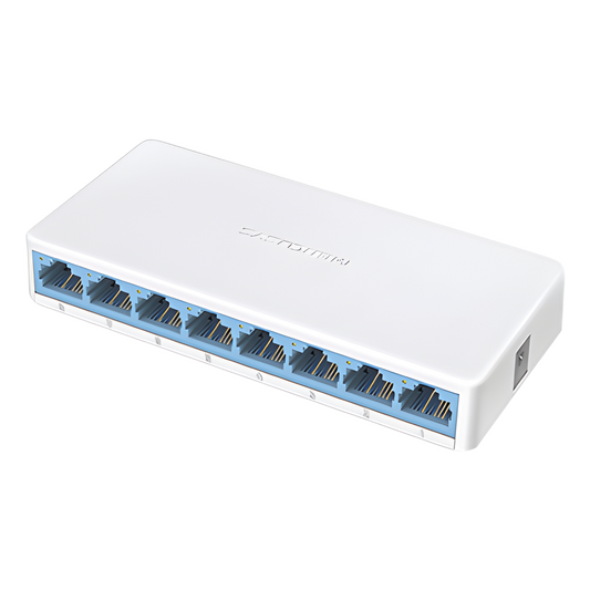 Switch NO Administrable / Para escritorio / 8 puertos 10/100 Mbps / Diseño Compacto / Plug and Play