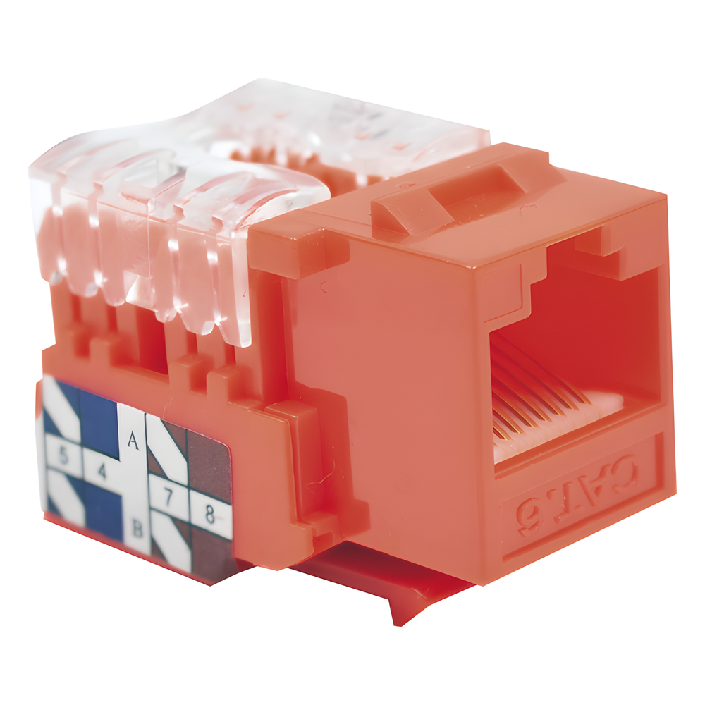 Módulo Jack Keystone Cat6 con Terminación 110 (Punchdown) para Faceplate - Color Rojo