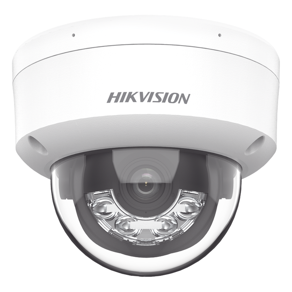 [Dual Light] Domo IP 2 Megapixel / Lente 2.8 mm / 30 mts IR + Luz Blanca / Micrófono Integrado / Antivandálico IK08 / ACUSENSE Lite / Exterior IP67 / H.265+/H.264+ / PoE / ONVIF (Profile S/T)