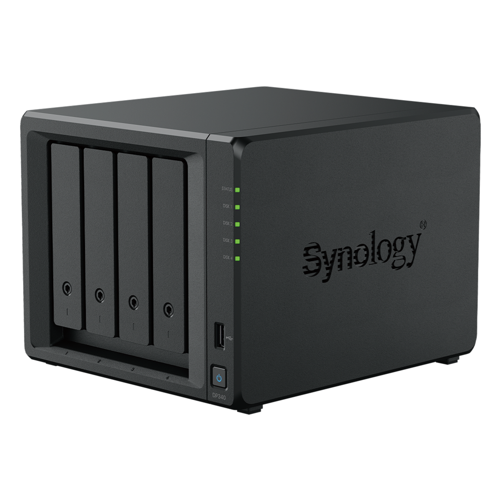 NAS Dispositivo de Protección de Datos Synology ActiveProtect DP340 | 14.5 TB de Capacidad de Copia de Seguridad | RAID 5 con 4 HDD de 8 TB | RAID 1 con 2 SSD de 400 GB | Puerto RJ-45 de 10 GbE | Protección contra Ransomware | Inmutabilidad