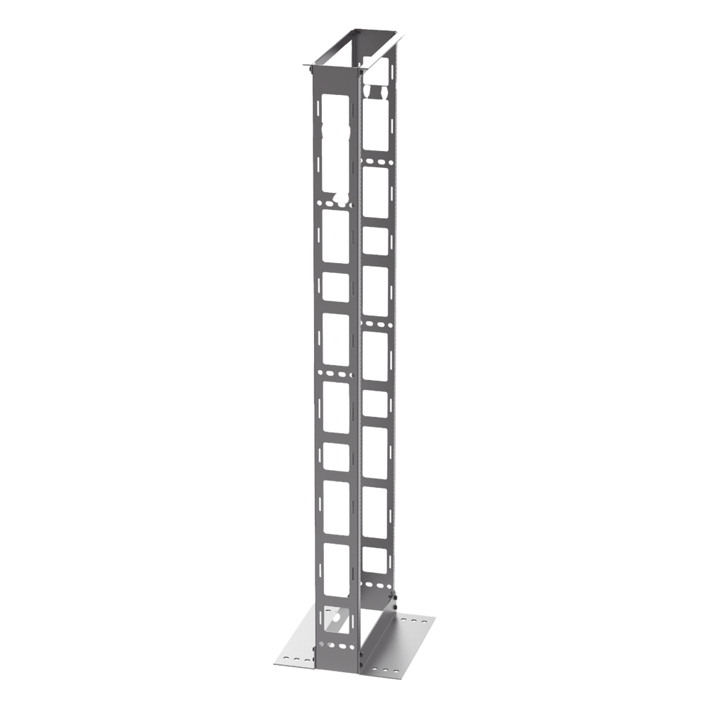 Rack de Dos Postes Estándar de 19 in, Rieles Numerados y Roscados #12-24, 6 in de Profundidad, Fabricado en Acero, 45 Unidades de Rack, Color Negro