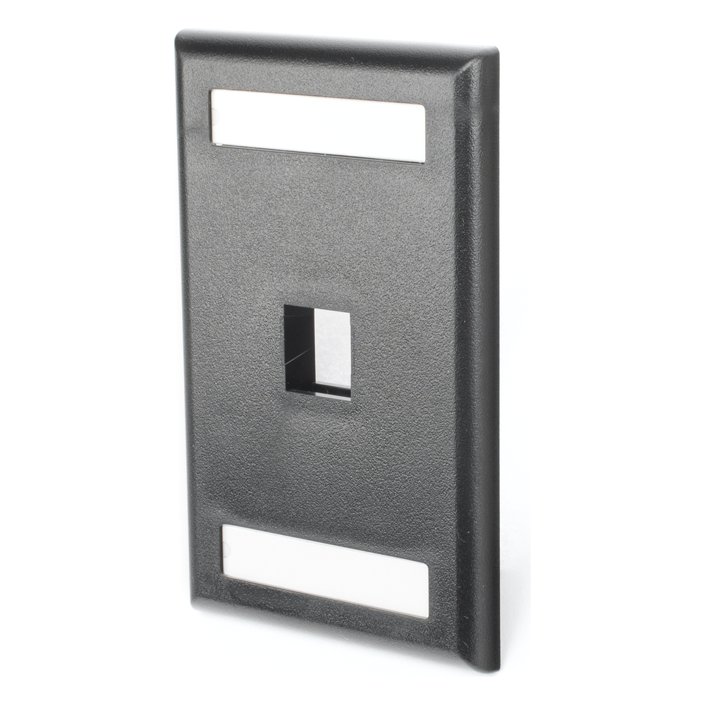 Placa de Pared Vertical, Salida Para 1 Puerto Keystone, Con Espacios Para Etiquetas, Color Negro
