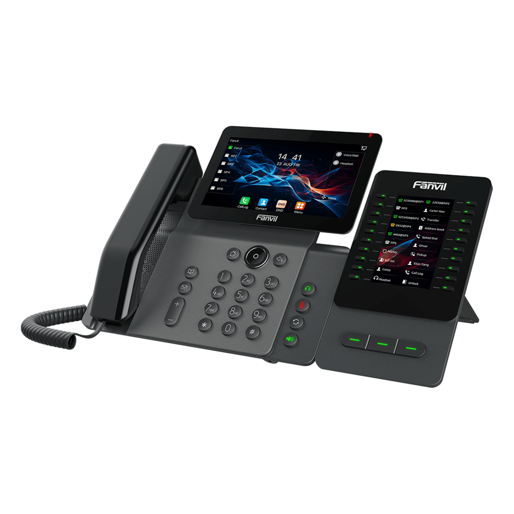 Módulo de Expansión EM60 con Pantalla a Color / 4.3 Pulgadas 480x272 / 60 Teclas Programables DSS / USB Tipo-C / Compatible con V65-V66-V66 Pro / Cascada hasta 4 Módulos / Con Soporte Ajustable