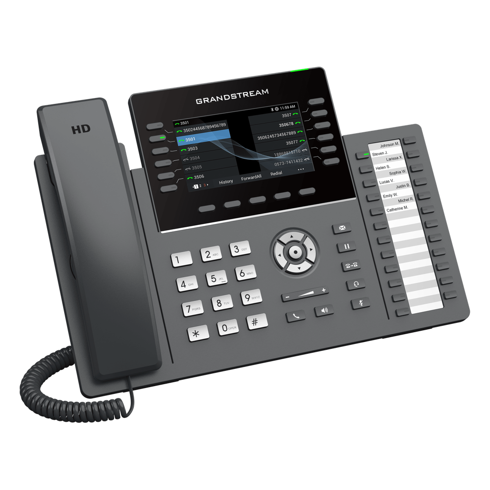 TELÉFONO IP PROFESIONAL DE 12 LÍNEAS / 24 TECLAS DE EXTENSIÓN PROGRAMABLES / WI-FI 6 / POE INTEGRADO / PANTALLA LCD 4.3 PULGADAS / SEGURIDAD DE NIVEL EMPRESARIAL / BLUETOOTH INTEGRADO / COMPATIBLE CON GDMS / AUDIO HD CON NOISE-SHIELD