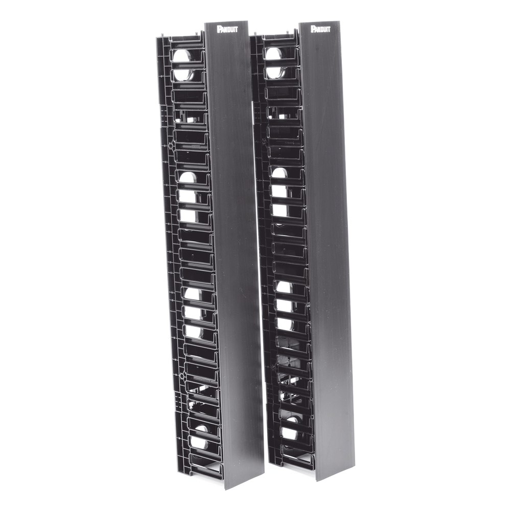 Organizador Vertical NetRunner, Doble (Frontal y Posterior), Para Rack Abierto de 45 Unidades, 4.9in de Ancho, Color Negro