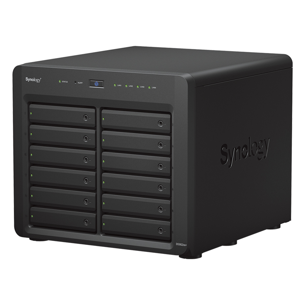 Servidor NAS Synology DiskStation DS3622xs+ | 12 Bahías | Intel Xeon 6 Núcleos | 16 GB DDR4 ECC | 10GbE RJ-45 | Expansión Hasta 36 Bahías | RAID F1, 0, 1, 5, 6, 10 | Caché NVMe SSD .