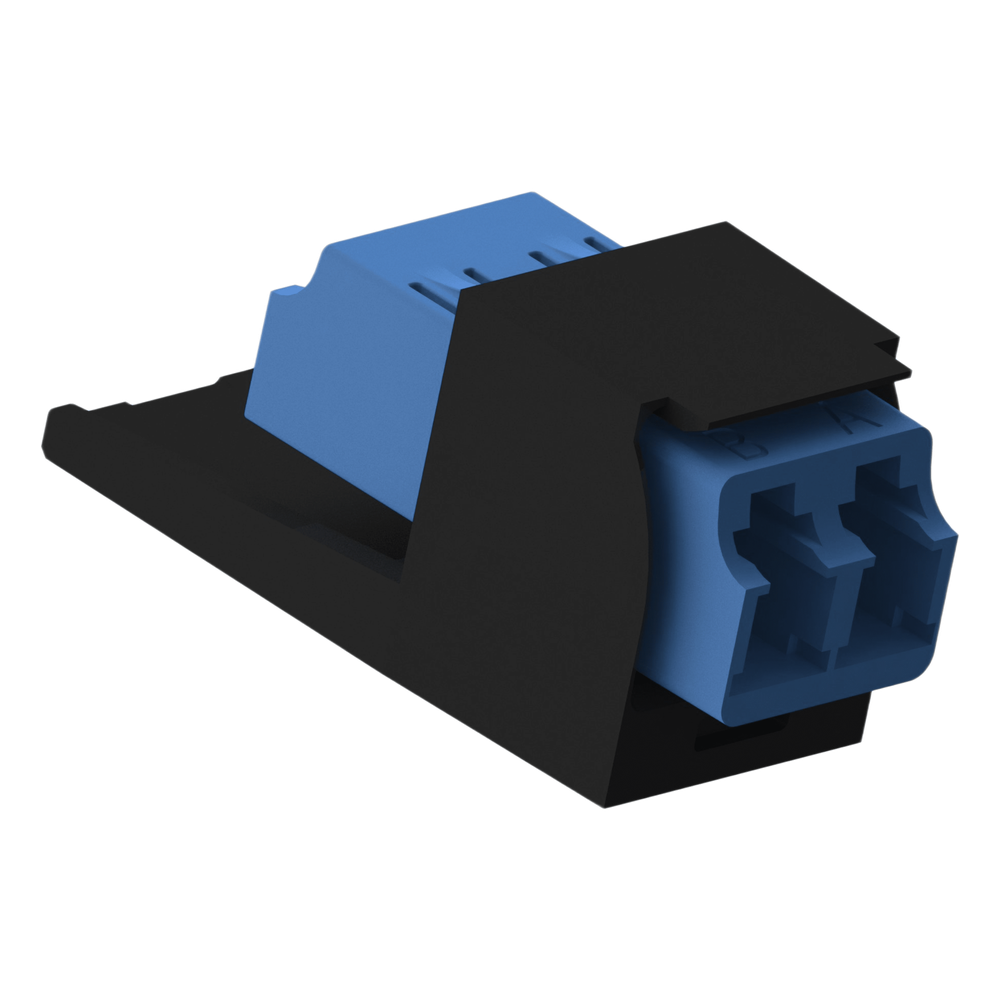 Módulo Acoplador LC Duplex, para Fibra Óptica Monomodo OS1/OS2, Tipo Mini-Com, Color Negro