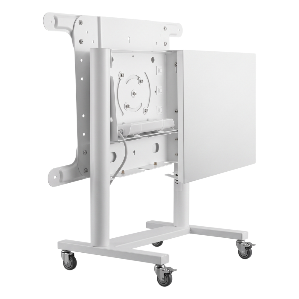 Soporte Móvil Rotativo para Pantalla 37"-70" / Rotación 0° a 90° / VESA 200x200 a 600x400 / Carga 70 kg / Ruedas con Bloqueo / Color Blanco