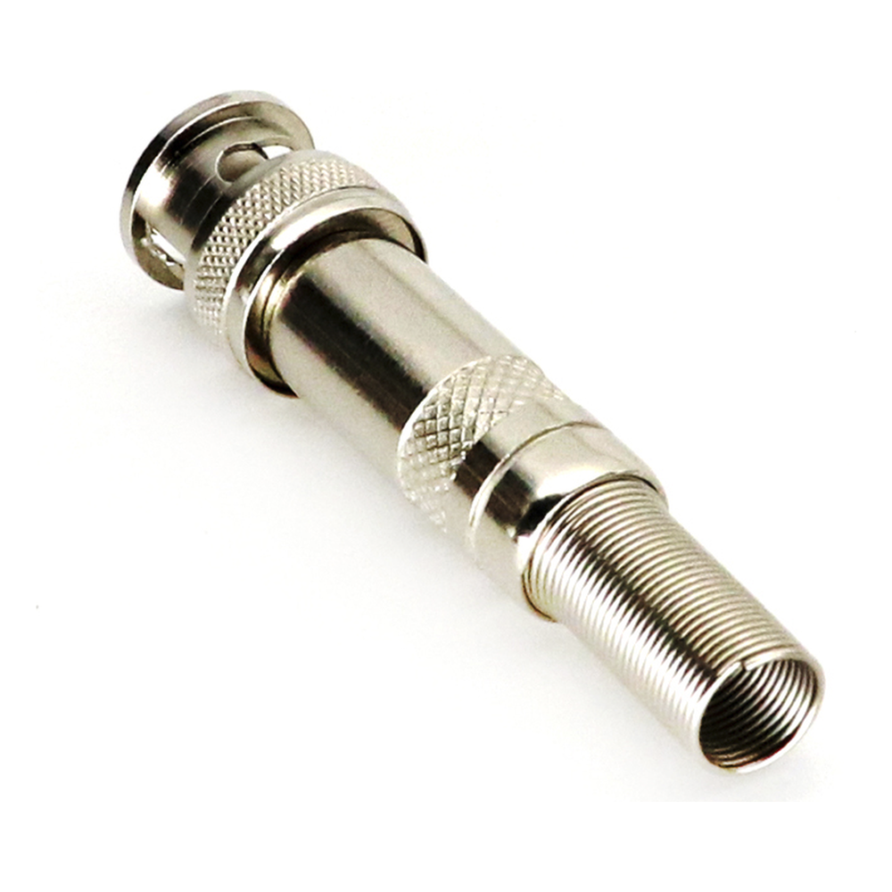 Conector BNC macho de 75 Ohm, con base de resorte para montar a presión cable coaxial RG-59/ Níquel/ Oro/ Teflón.