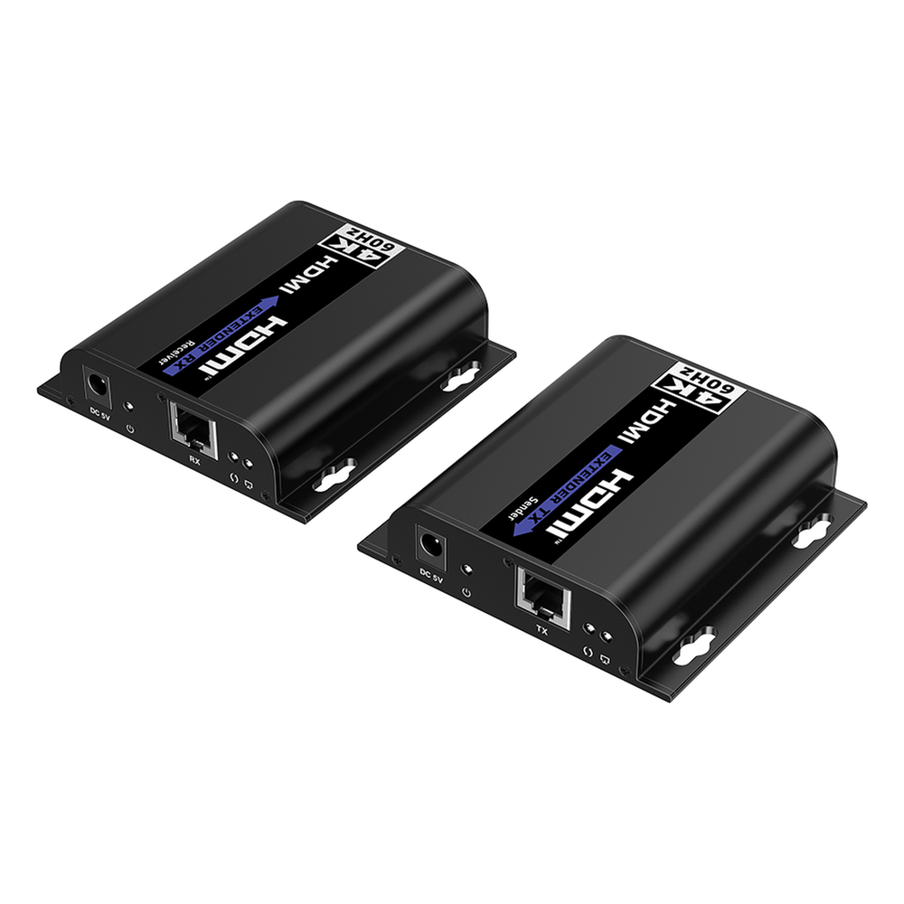 Kit extensor para distancias de hasta 200 metros | Resolución 4K @60Hz | Cat 6 | Conexión uno a uno y uno a muchos hasta 120 mts | Compatible con Switch gigabit | Control IR
