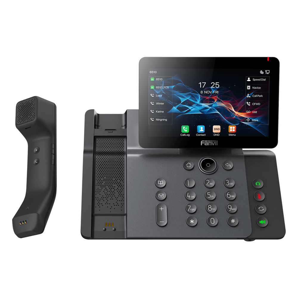 Teléfono IP / Handset Inalámbrico Bluetooth / 20 Líneas SIP / Pantalla IPS Táctil 7" HD / Conferencia 6 Vías / Puertos Gigabit / PoE 802.3af / Wi-Fi 6 / Bluetooth 5.4 / USB 2.0