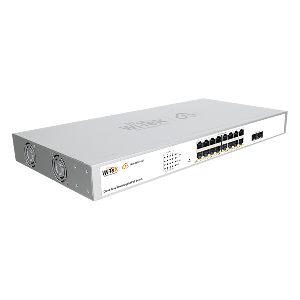 Switch Administrable PoE  / 16 puertos PoE af/at Gigabit /  2 x SFP Gigabit / Administración Cloud Gratuita / Presupuesto 240 W