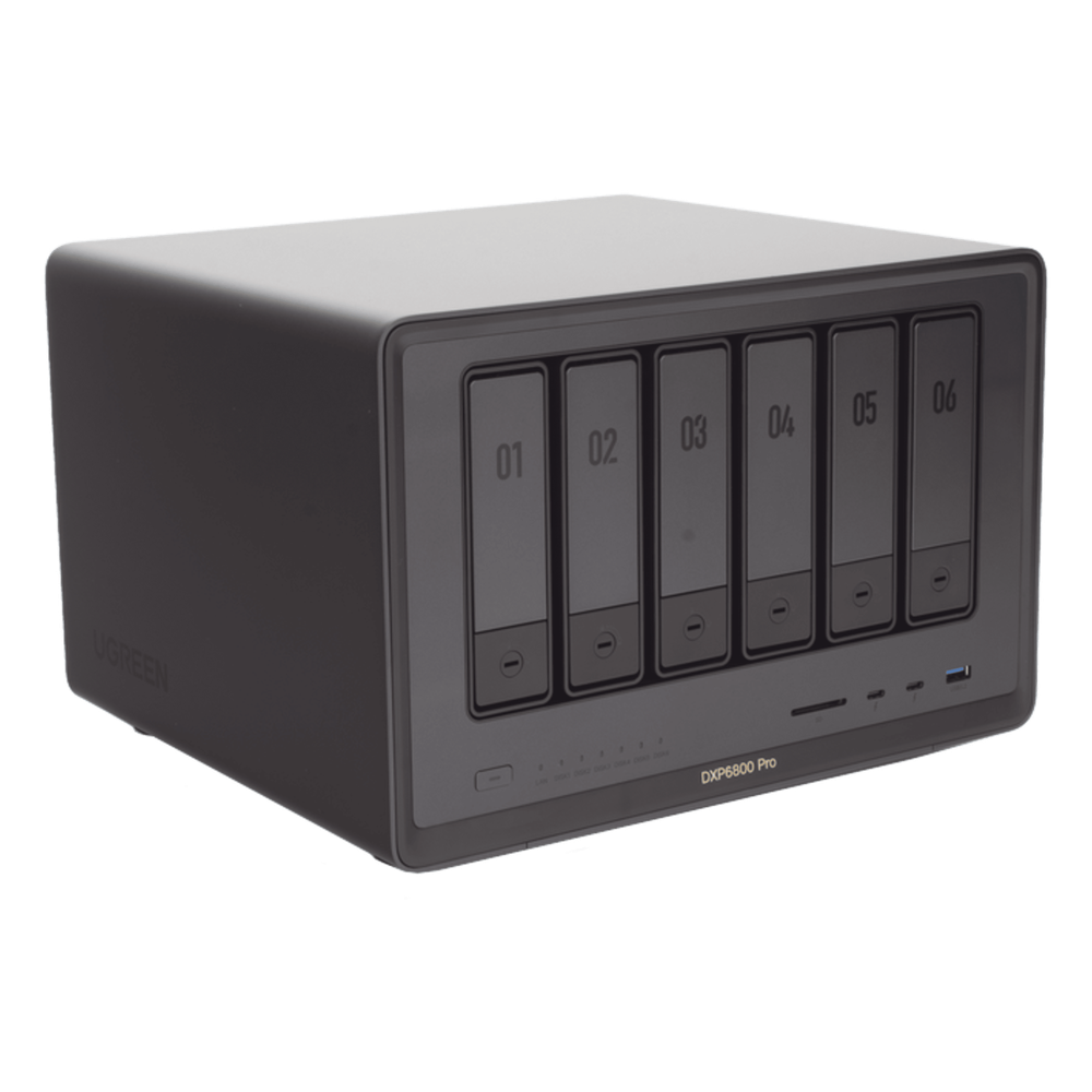 NAS UGREEN NASync DXP6800 Pro / Intel Core i5-1235U 10 Núcleos / 6 Bahías SATA + 2 M.2 NVMe / 2 Puertos Thunderbolt 4 / 2 Puertos 10GbE / 8K HDMI / PCIe 4.0 x4 / DDR5 Hasta 64GB / Compatibilidad Multiplataforma