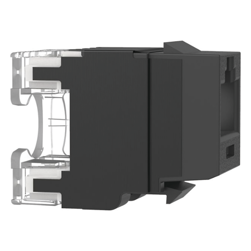 Conector Jack Estilo 110 (de Impacto), Tipo Keystone, Categoría 6A, de 8 Posiciones y 8 Cables, Color Negro