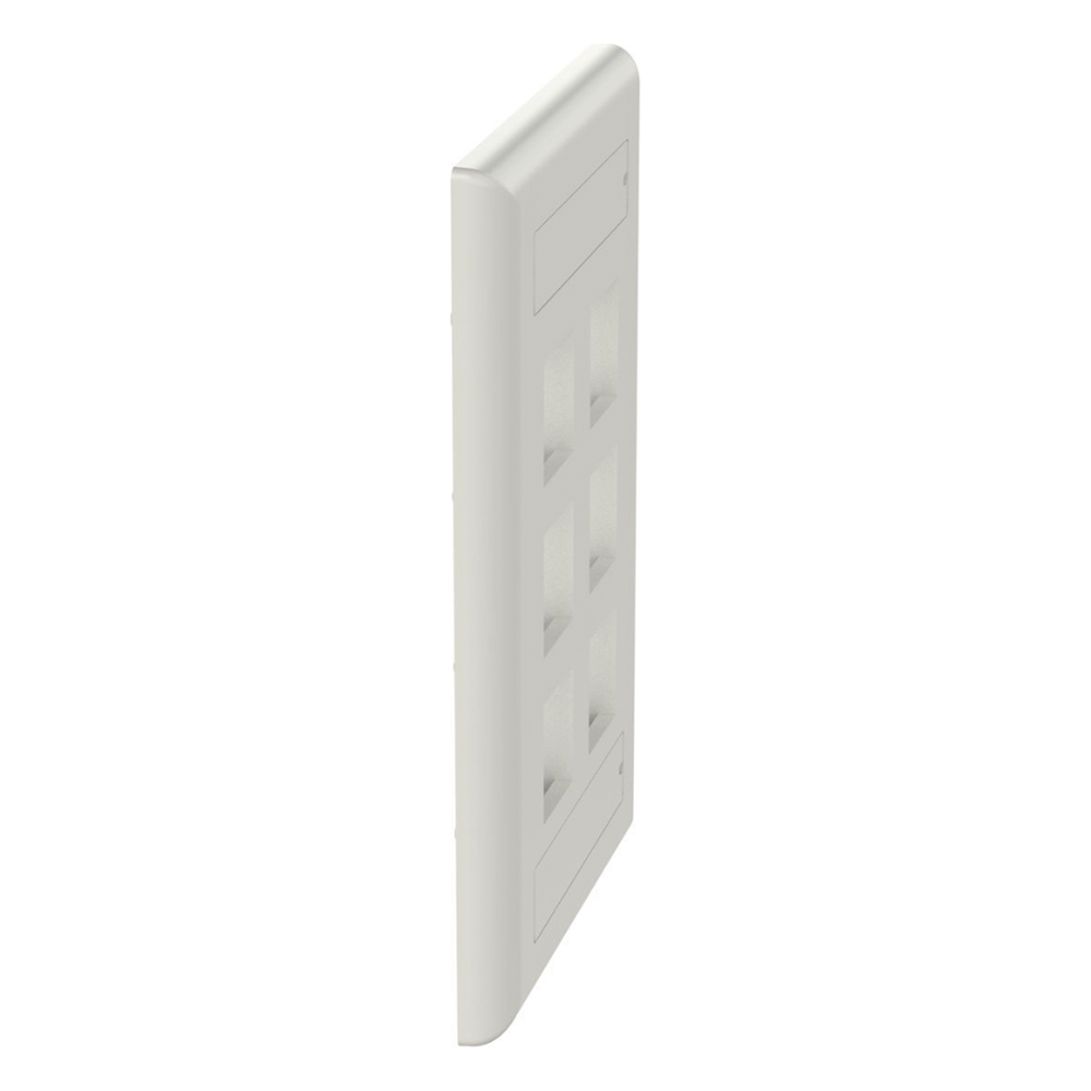 Placa de Pared Vertical, Salida Para 6 Puertos Keystone, Con Espacios Para Etiquetas, Color Blanco Mate