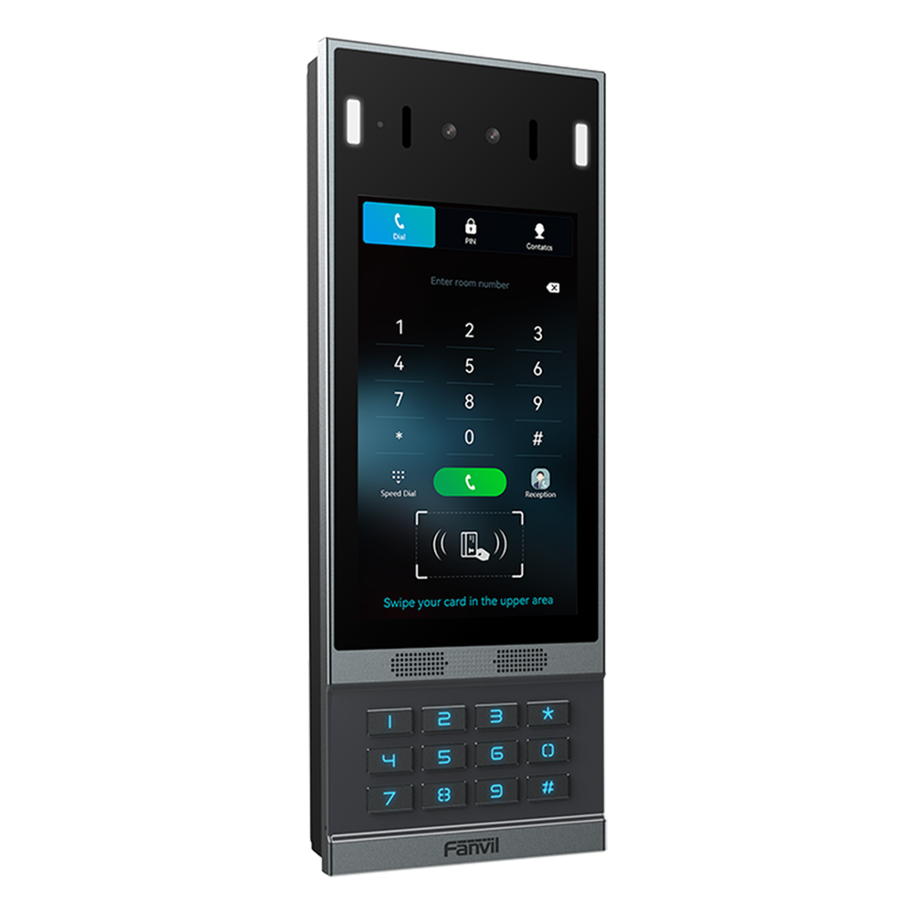 Videoportero SIP con Reconocimiento Facial / Pantalla Táctil IPS 7" / Cámara 2MP / 2 Relevadores / Teclado Retroiluminado / IP66 IK07 / PoE