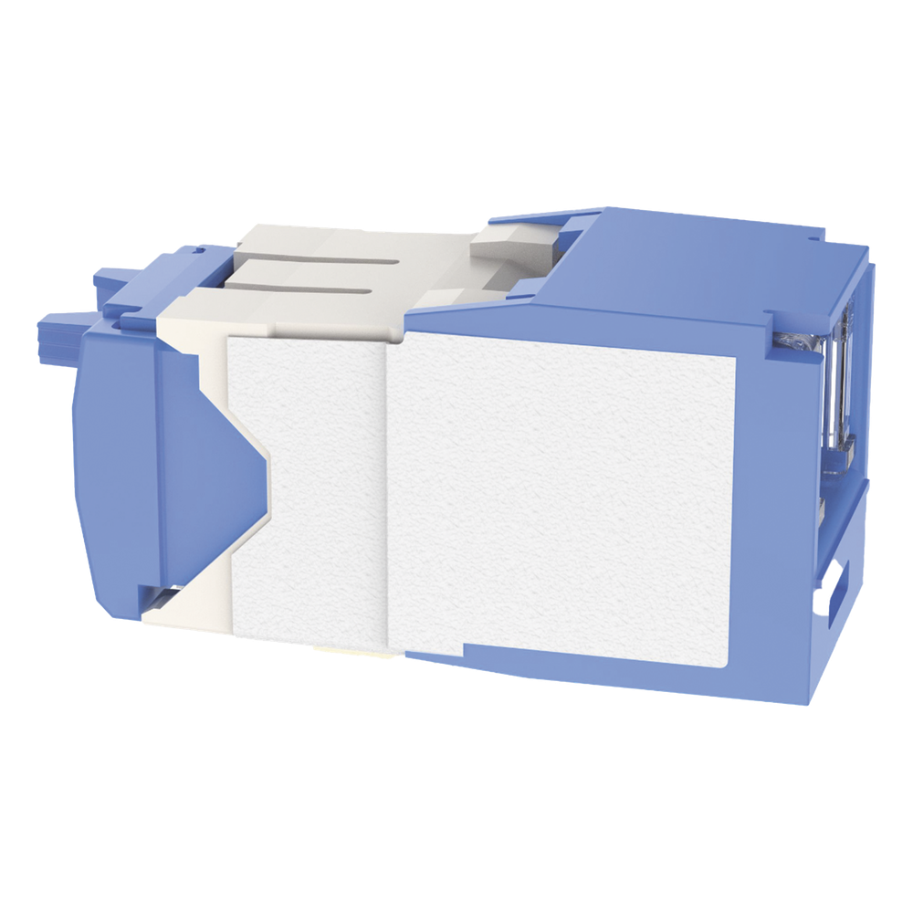 Conector Jack RJ45 Estilo TG con Ventana, Mini-Com, Categoría 6A, de 8 Posiciones y 8 Cables, Color Azul