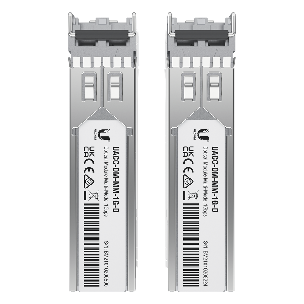 UFiber Módulo SFP, transceptor MiniGibic MultiModo 1 Gbps, distancia 550m, conectores LC, paquete de 2 piezas