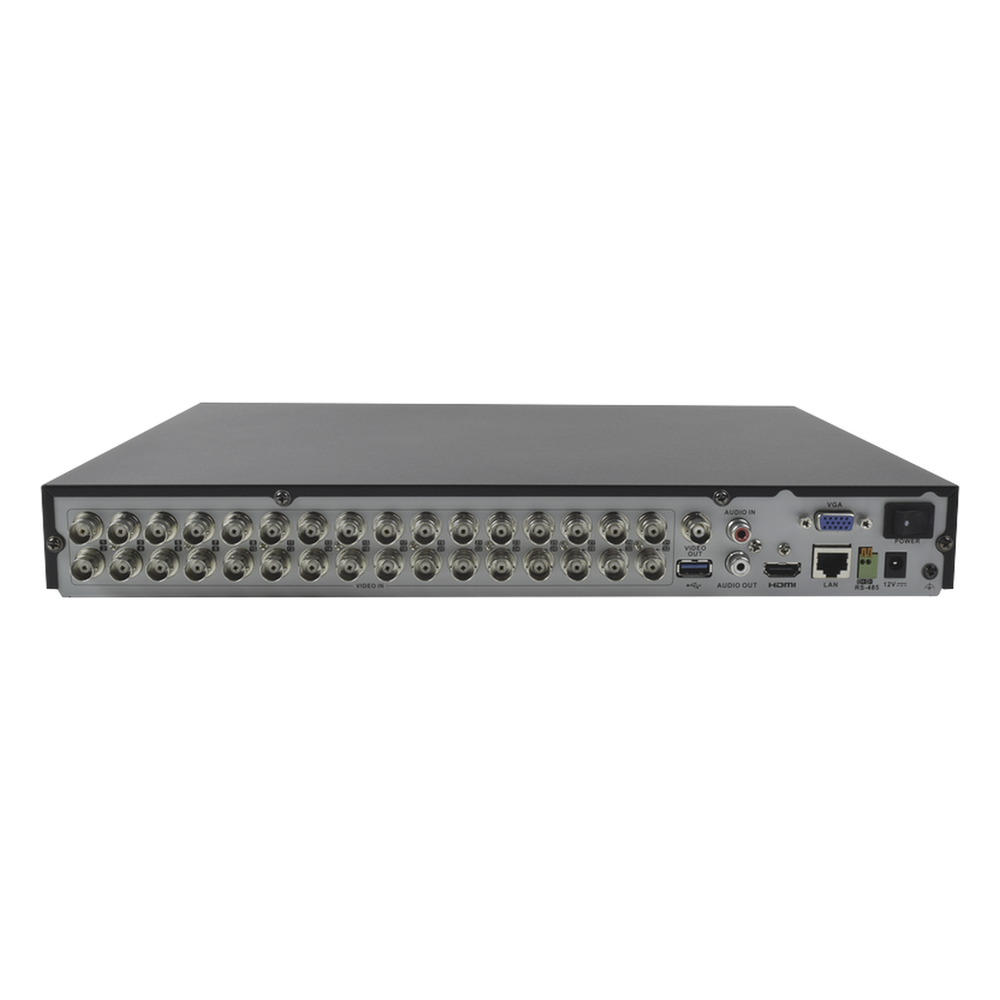 [Audio Bidireccional] DVR 32 Canales TurboHD + 8 Canales IP / 5 Megapixel Lite - 3K Lite / Acusense / Reconocimiento Facial  / Audio por Coaxitron / 2 Bahías de Disco Duro / H.265+ / Salida de Video en Full HD