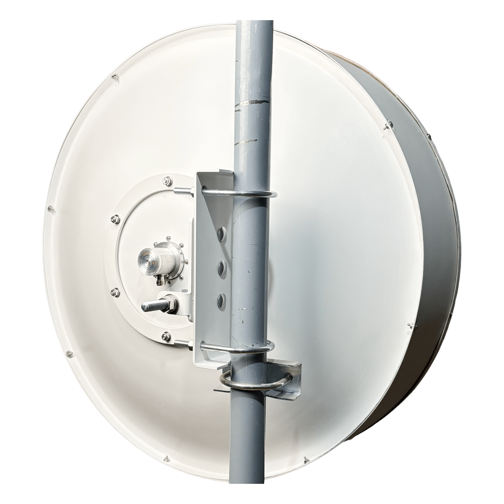 1 Antena Direccional Dual-Polaridad MLO Alto Rendimiento / diámetro  de 39.6 cm / 4.9-7.2 GHz / Ganancia 27 dBi / SLANT de 45 ° o 90 °  / Conector N-Hembra / Montaje, jumpers y radomo incluidos.