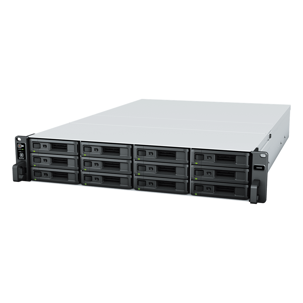 Servidor de Almacenamiento Synology SA6400 | 12 Bahías | Escalable hasta 108 Bahías | AMD EPYC 7272 | 32 GB DDR4 ECC | 10GbE RJ-45 | RAID F1, 0, 1, 5, 6, 10.