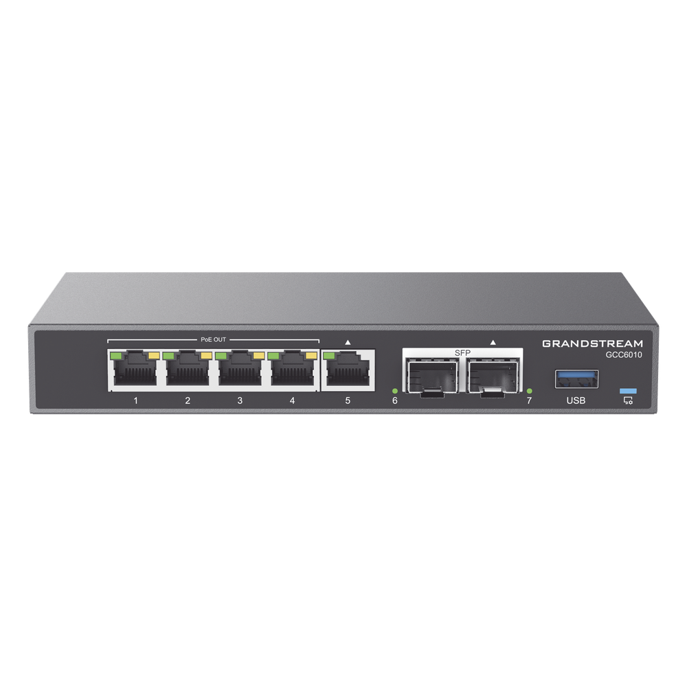 4 en 1: Firewall Nueva Generación, Router, IP PBX (24 usuarios / 8 llamadas), Switch Gigabit de 5 Puertos (4 PoE) y 2 Puertos SFP 2.5 Gigabit