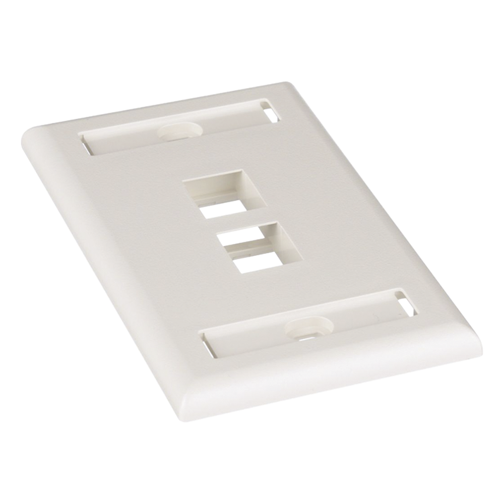 Placa de Pared Vertical, Salida Para 2 Puertos Keystone, Con Espacios Para Etiquetas, Color Blanco Mate