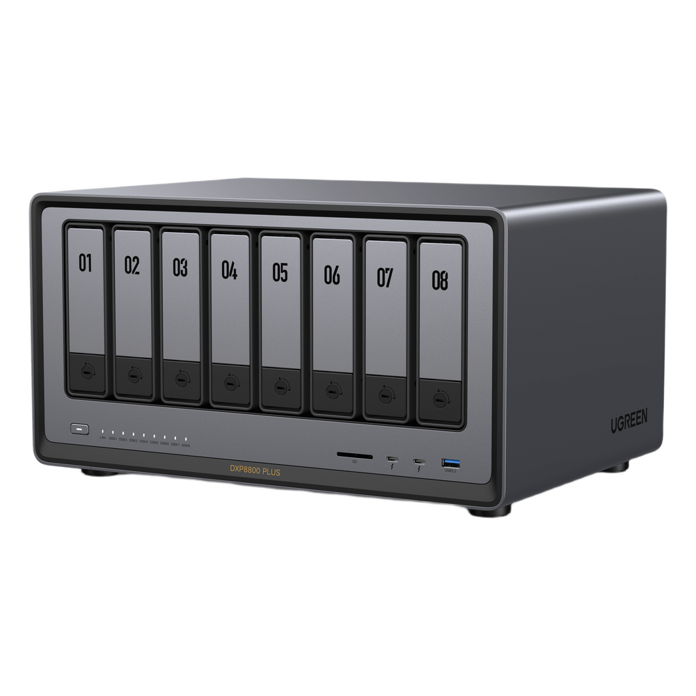 NAS UGREEN NASync DXP8800 Plus / Intel Core i5-1235U 10 Núcleos / 8 Bahías SATA + 2 M.2 NVMe / 2 Puertos 10GbE / Thunderbolt 4 / HDMI 8K / DDR5 Expandible 64GB / PCIe 4.0 x4