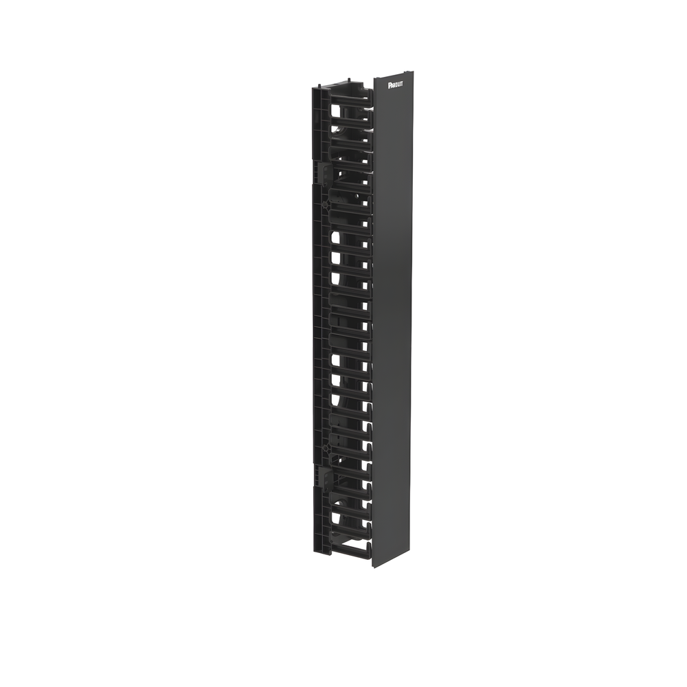 Organizador Vertical NetRunner, Sencillo (Solo Frontal), Para Rack Abierto de 22 Unidades, 4.9 in de Ancho, Color Negro