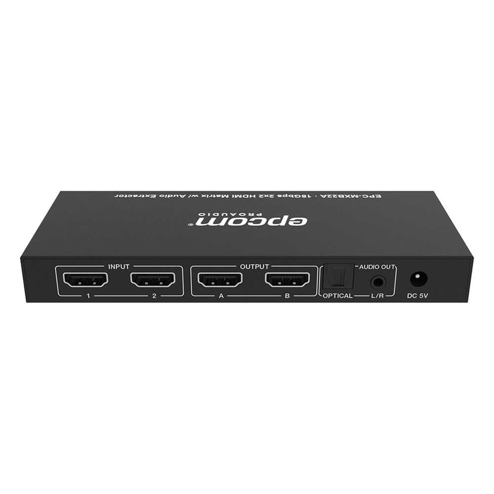 Matricial HDMI | 2x2 | 4K2K@60Hz | HDR | YCbCr 4:4:4 | EDID Auto | Extractor de Audio | Salida de audio análoga y digitalizados | HDCP 2.2 | 18 Gbps