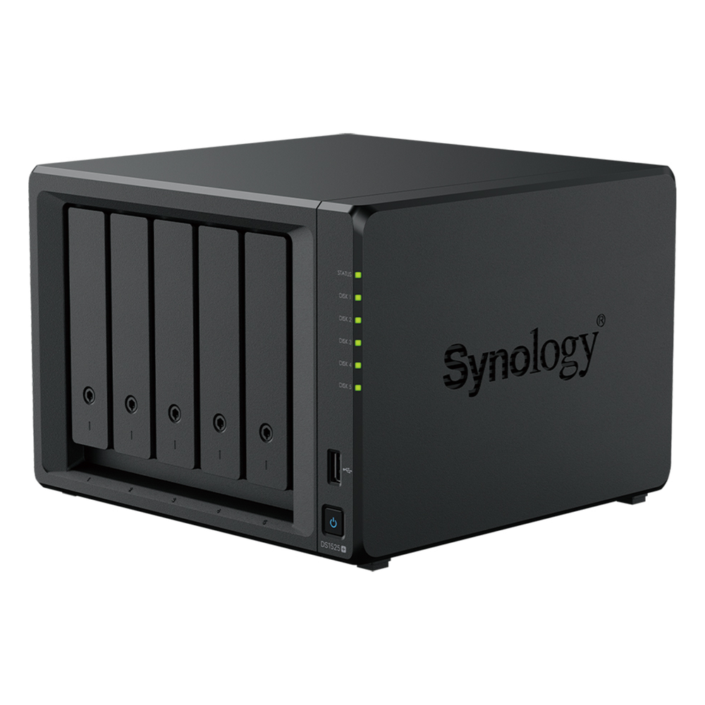 NAS DiskStation DS1525+ | 5 Bahías | Expansión hasta 15 Bahías | 2 Puertos 2.5GbE | Soporte 10GbE | Almacenamiento en Caché SSD | Hasta 300 TB de Capacidad | Compatible con Virtualización y Vigilancia.