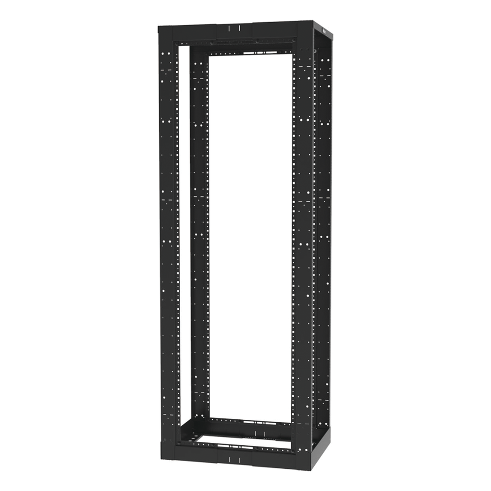 Rack de Cuatro Postes Estándar de 19", Rieles Roscados #12-24, Profundidad Ajustable de 23 a 42 in, 45 Unidades de Rack, Color Negro