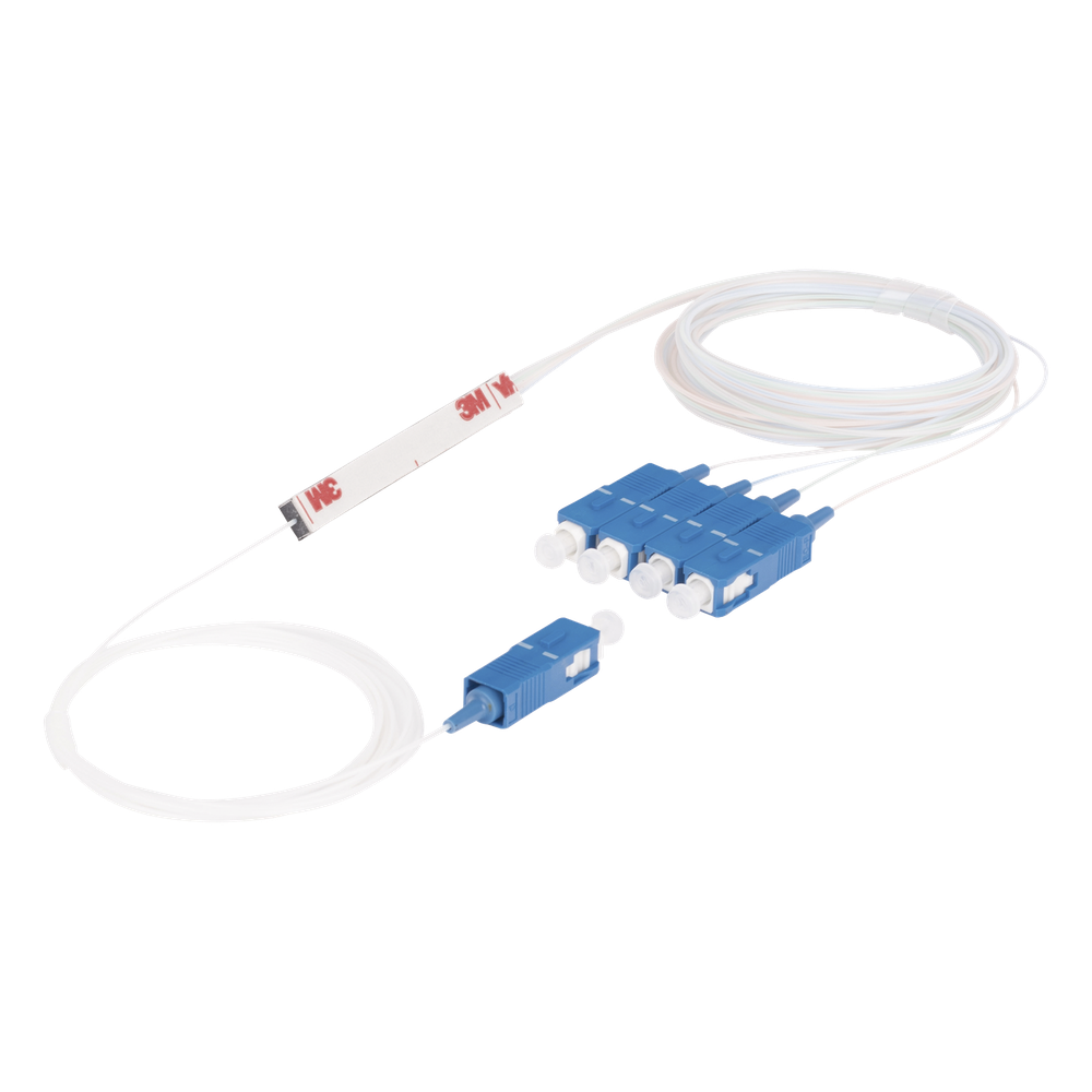Splitter (Divisor Óptico) tipo PLC, de 1x4, conectores SC/UPC