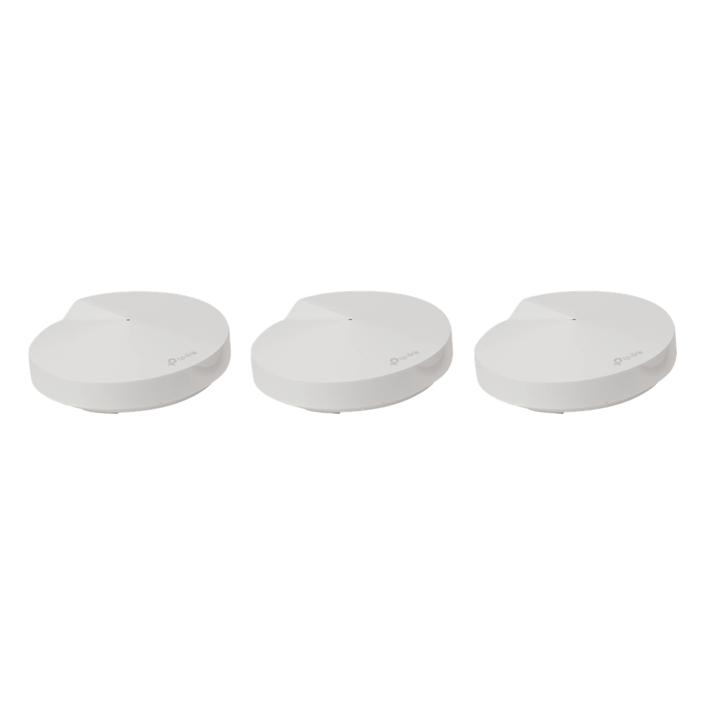 Kit 3 Routers Inalámbricos MESH Interior para Hogar / Doble Banda Wi-Fi 5 AC1300 Mbps / 2 Puerto Gigabit WAN/LAN / 4 Antenas Internas / Administración Mediante la App Deco (iOS, Android) / Protección HomeCare