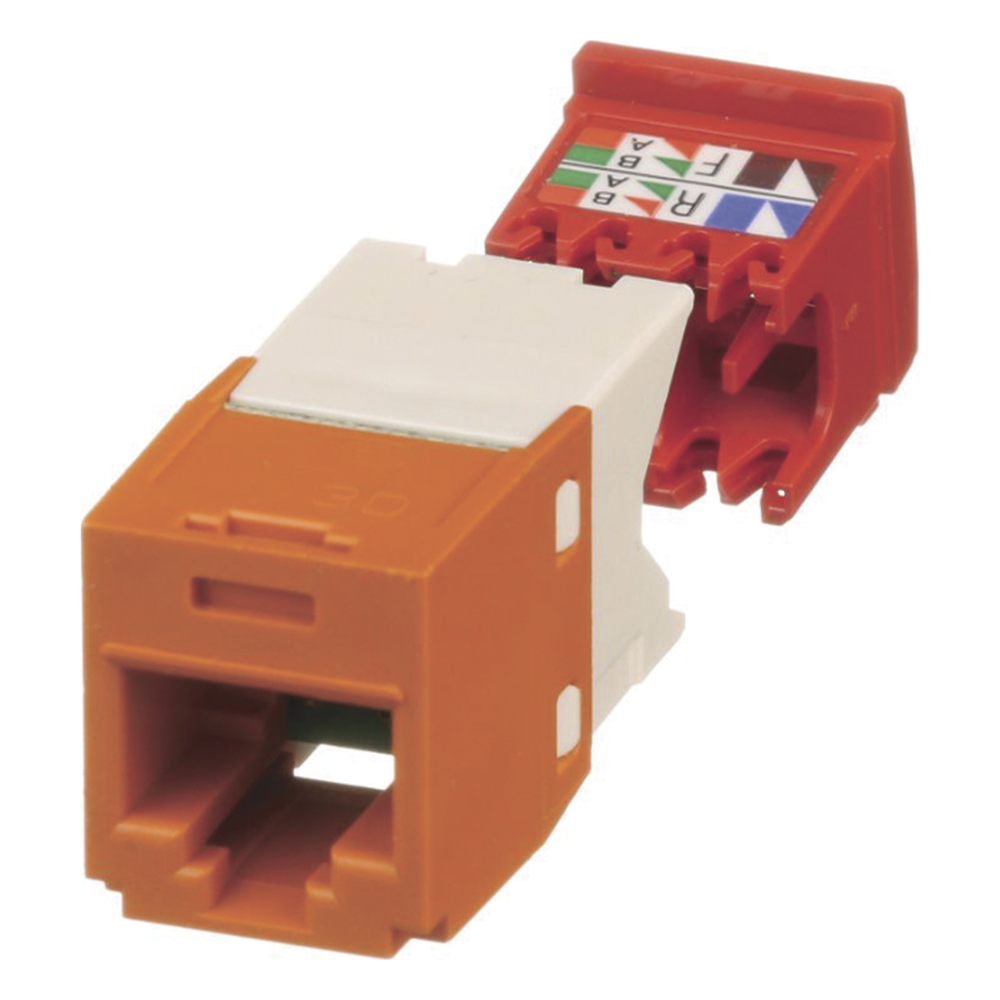 Conector Jack RJ45 Estilo TG, Mini-Com, Categoría 5e, de 8 Posiciones y 8 Cables, Color Naranja