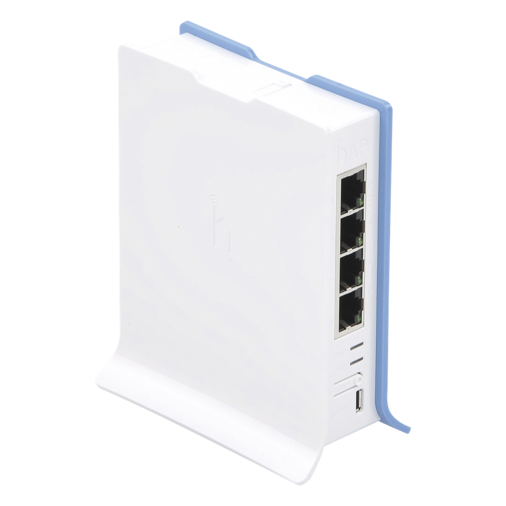 (hAP lite TC) 4 Puertos Fast Ethernet, Wi-Fi 2.4 GHz 802.11 b/g/n y base tipo Torre