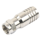 Conector F Macho en 75 Ohm, Plegable para Instalar en Cables Coaxiales RG-11, Cuerpo de Bronce-Niquelado/ Teflón.