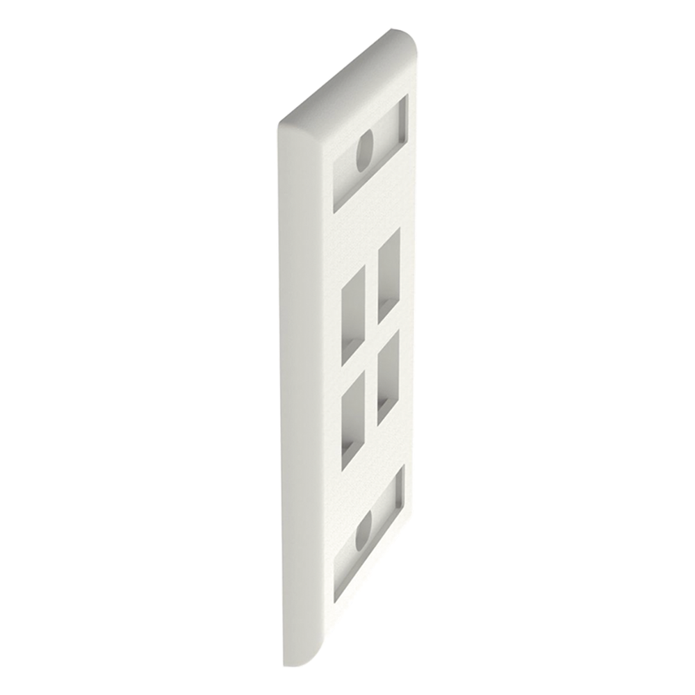 Placa de Pared Vertical, Salida Para 4 Puertos Keystone, Con Espacios Para Etiquetas, Color Blanco Mate