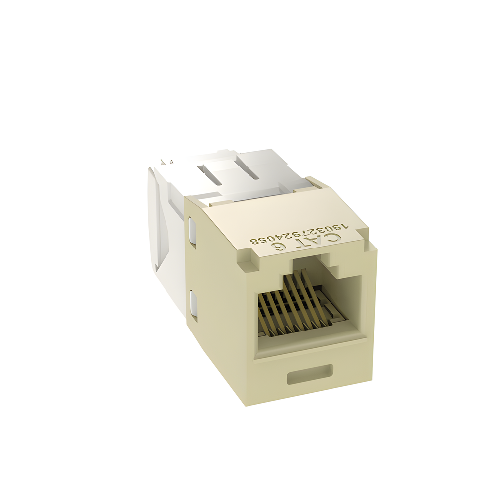 Conector Jack RJ45 Estilo TG, Mini-Com, Categoría 6, de 8 Posiciones y 8 Cables, Color Marfil