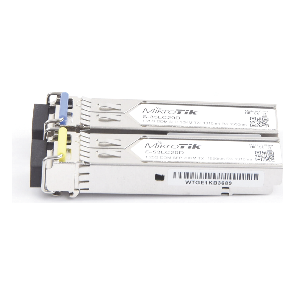 Transceptores MiniGbic SFP 1.25G LC WDM para fibra Mono Modo 20 Kms