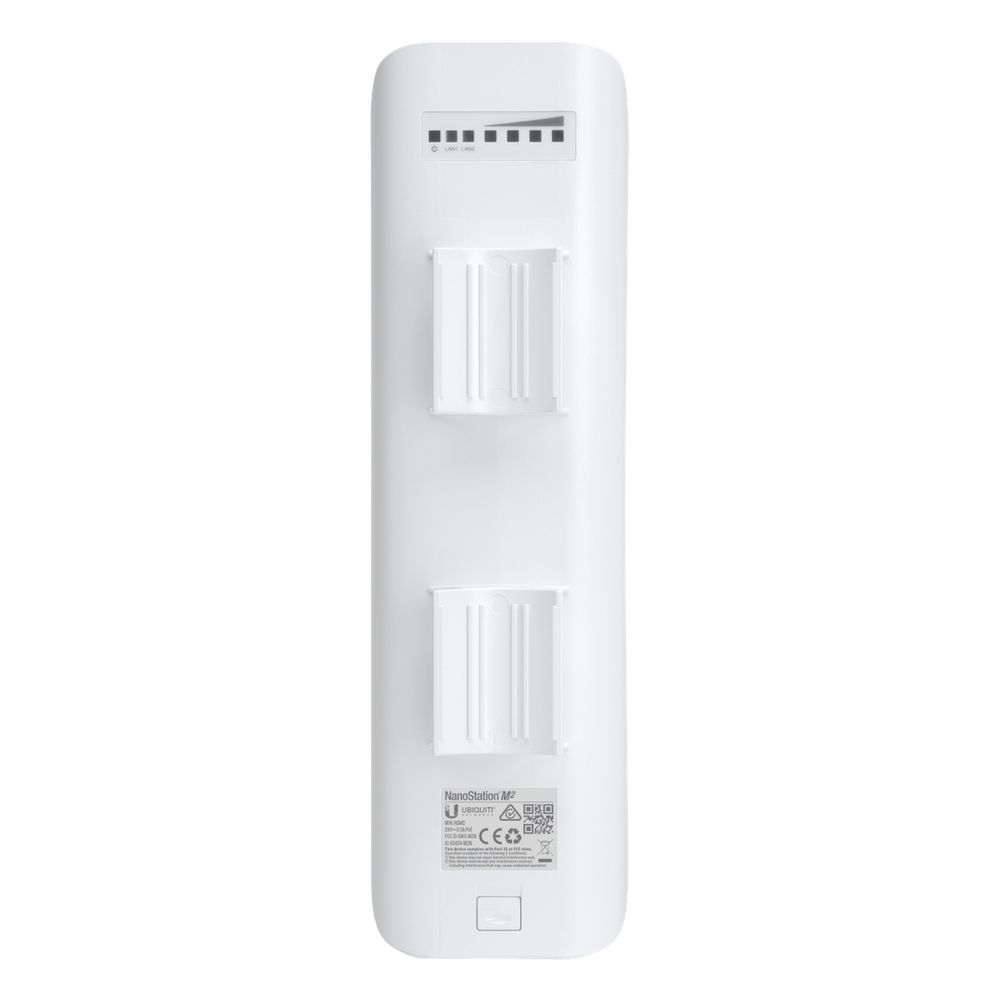 NanoStation airMAX M2 CPE,  hasta 150 Mbps, frecuencia 2 GHz (2412-2462 MHz) con antena integrada de 11 dBi