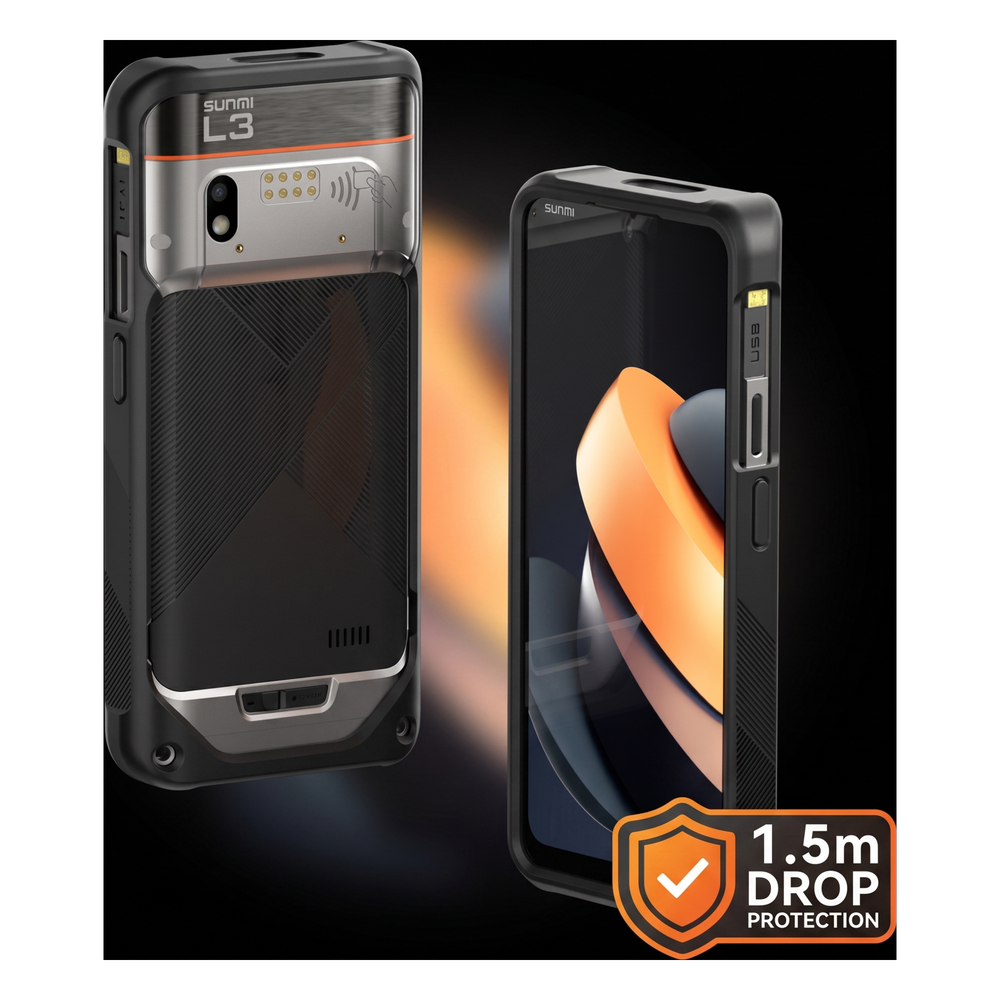 Funda Protectora / Silicona Reforzada / Protección 1.5 m (4.9 ft) / SUNMI L3 / Acceso Completo / Negro