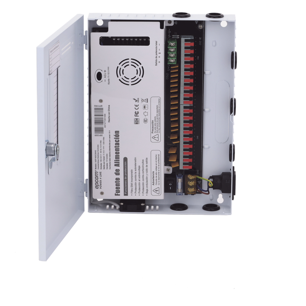 Fuente PREMIUM / 11-15 V / 18 canales / 30 A / Alta tecnología en seguridad / Doble ventilador / Hasta 1.85 Amperes por Salida / Filtro de Ruido por canal / Diseño de alta gama.