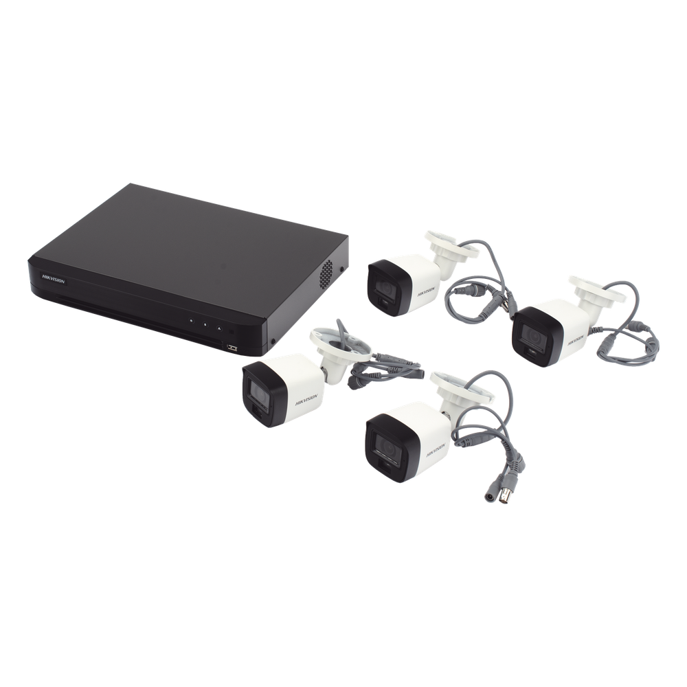 [Dual Light] Kit TurboHD 3K (5 Megapixel) / DVR 4 Canales / 4 Cámaras Bala para Exterior y Metal / Micrófono Integrado / Accesorios de Interconexión / Fuente de Poder