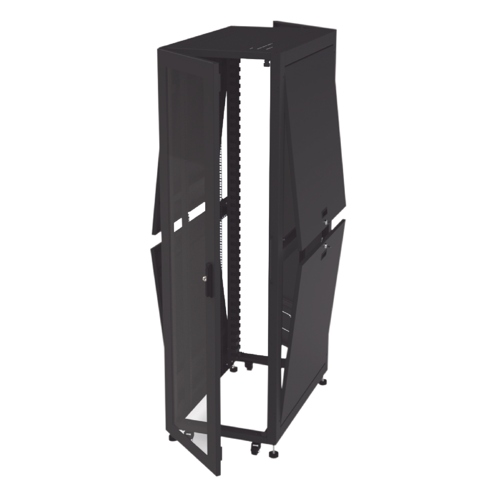 Gabinete para Telecomunicaciones Rack Estándar de 19", 42UR, 600 mm Ancho x 1000 mm Profundidad. Fabricado en Acero, Se envía el Gabinete Armado.