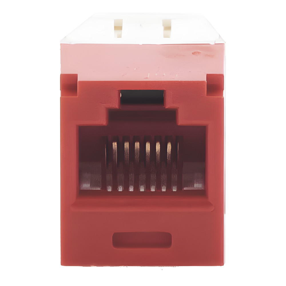 Conector Jack RJ45 Estilo TG, Mini-Com, Categoría 6, de 8 Posiciones y 8 Cables, Color Rojo